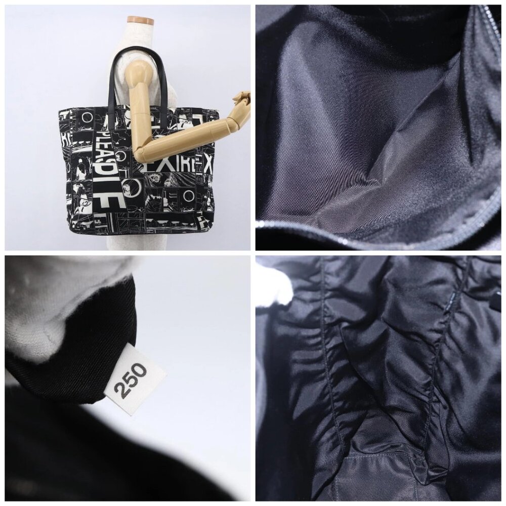 PRADA Tote Bag Nylon White Black Silver Auth - Picture 16 of 16